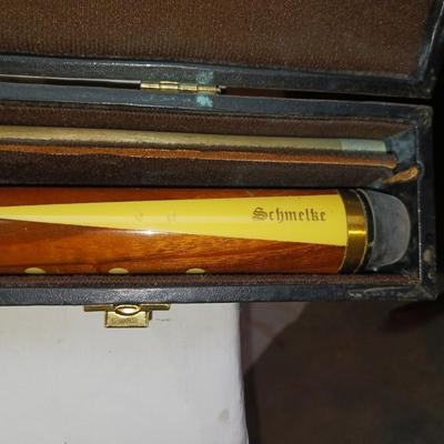 SCHMELKE POOL STICK IN CASE AND A BAG OF MATCHES