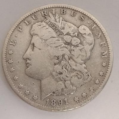 1891 U.S. Mint Morgan Silver Dollar Coin Circulated (#80)