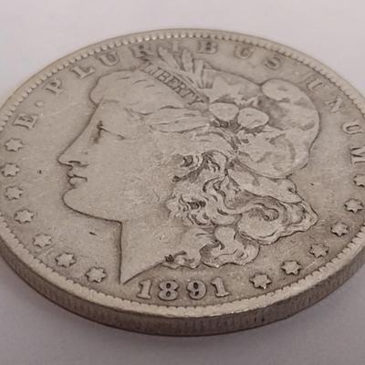 1891 U.S. Mint Morgan Silver Dollar Coin Circulated (#80)