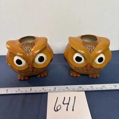 Vintage Owl Candle Holders