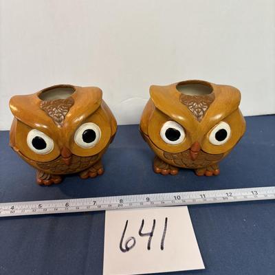 Vintage Owl Candle Holders