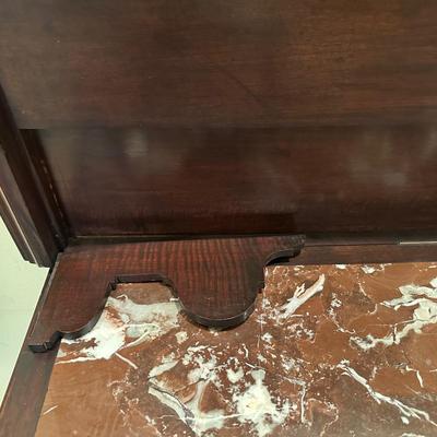 Antique Marble-Top Console Table with Convertible Bookshelf
