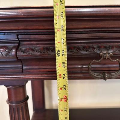 Antique Marble-Top Console Table with Convertible Bookshelf