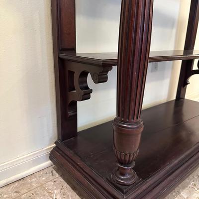 Antique Marble-Top Console Table with Convertible Bookshelf
