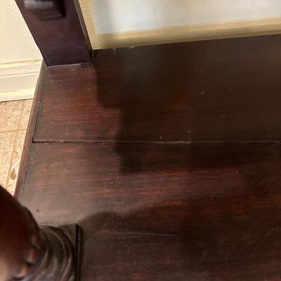 Antique Marble-Top Console Table with Convertible Bookshelf