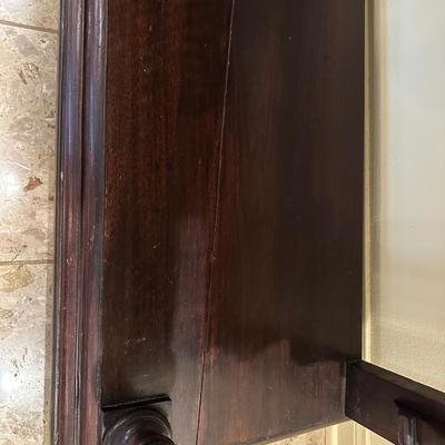 Antique Marble-Top Console Table with Convertible Bookshelf
