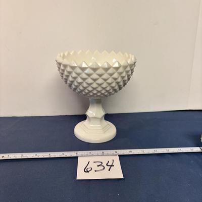 Vintage Milk Glass Pedestal Bowl
