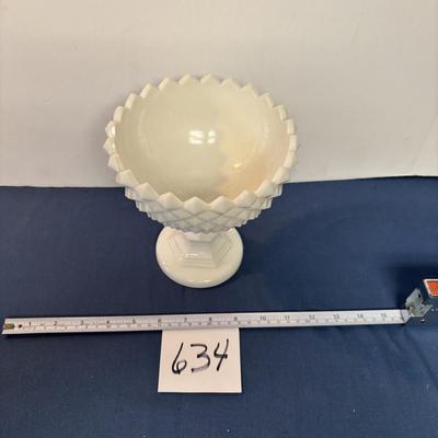 Vintage Milk Glass Pedestal Bowl