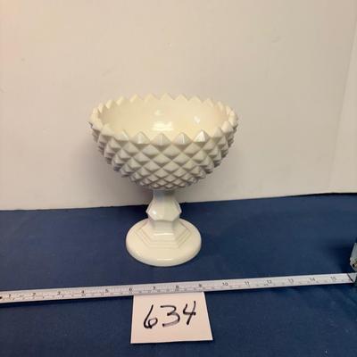 Vintage Milk Glass Pedestal Bowl
