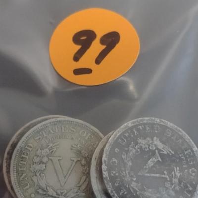 Set of Five Various Dates U.S. Mint Silver "V" Nickels Circulated (#99)