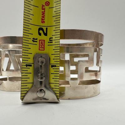 Set of 8 Mexican Sterling Silver Geometric Napkin Rings