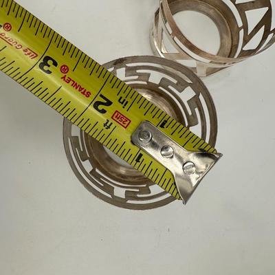 Set of 8 Mexican Sterling Silver Geometric Napkin Rings