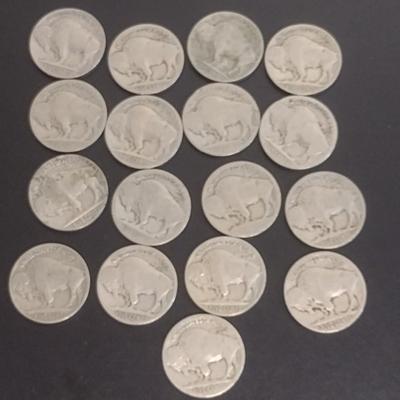 Set of 17 Various Dates U.S. Mint Buffalo Nickels Circulated (#100)
