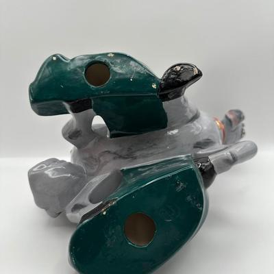 Glazed Ceramic Horse Figurine with Gold Accents