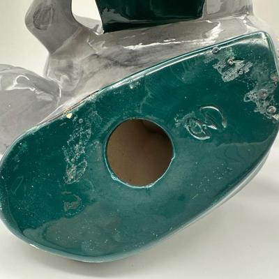Glazed Ceramic Horse Figurine with Gold Accents