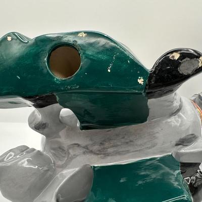 Glazed Ceramic Horse Figurine with Gold Accents