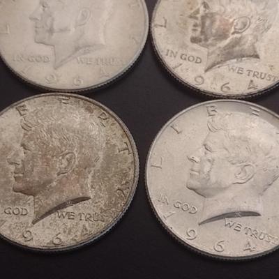 Set of 6 1964 U.S. Kennedy Silver Half-Dollars Circulated (#108)