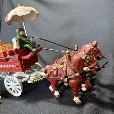 Vintage Cast iron Coca-Cola horse-drawn delivery wagon