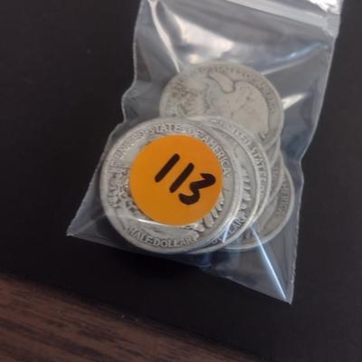 Set of 8 1930's U.S. Mint Walking Liberty Silver Half-Dollars Circulated (#113)