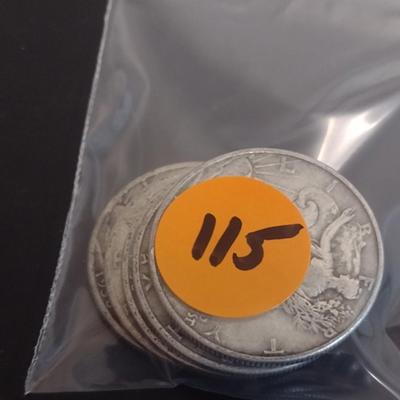 Set of 5 1930's U.S. Mint Walking Liberty Silver Half-Dollars Circulated (#115)