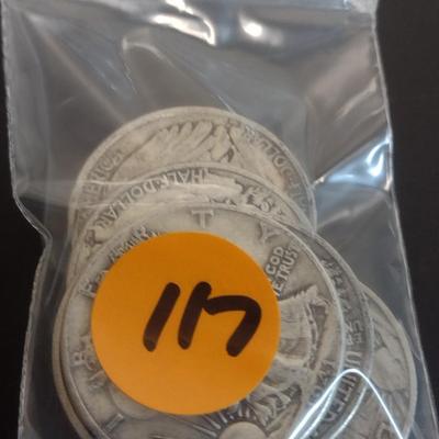 Set of 7 1940's U.S. Mint Walking Liberty Silver Half-Dollars Circulated (#117)