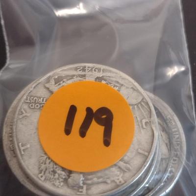 Set of 7 1940's U.S. Mint Walking Liberty Silver Half-Dollars Circulated (#119)