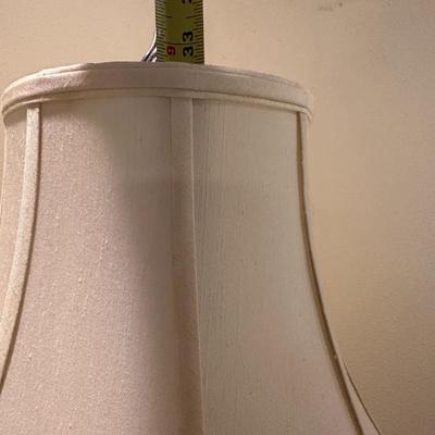 Pair of Decorative Lamps with Patterned Glass Bases & Shades
