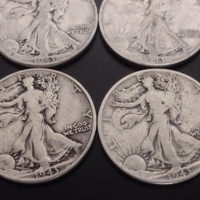 Set of 8 1940's U.S. Mint Walking Liberty Silver Half-Dollars Circulated (#122)
