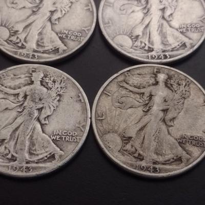 Set of 8 1940's U.S. Mint Walking Liberty Silver Half-Dollars Circulated (#122)