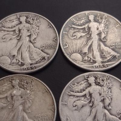 Set of 6 1940's U.S. Mint Walking Liberty Silver Half-Dollars Circulated (#123)
