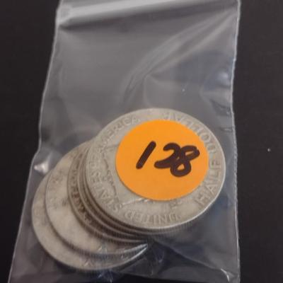 Set of 6 Various Dates U.S. Mint Franklin Silver Half-Dollars Circulated (#128)