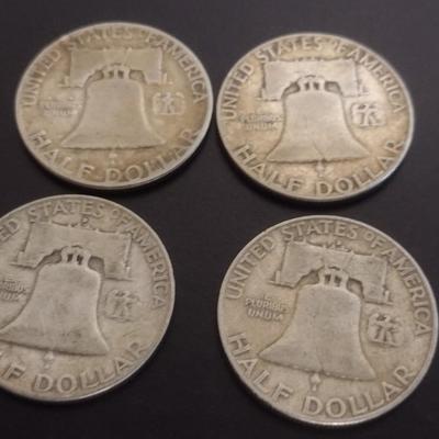 Set of 6 Various Dates U.S. Mint Franklin Silver Half-Dollars Circulated (#128)