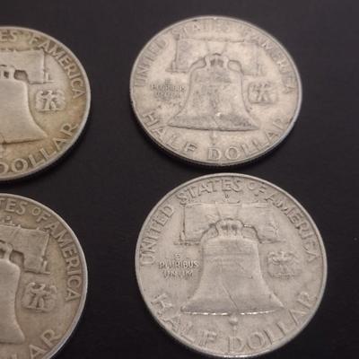 Set of 6 Various Dates U.S. Mint Franklin Silver Half-Dollars Circulated (#128)