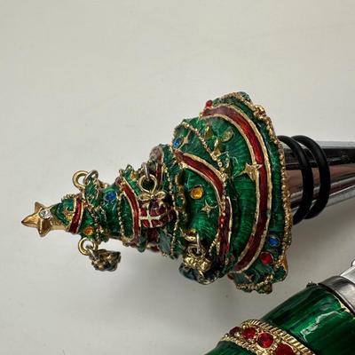 Bombay Christmas Cheese Knife & Bottle Stopper