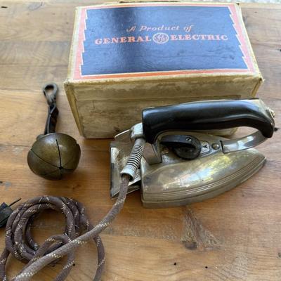 Vintage General Electric Iron and Vintage Bell