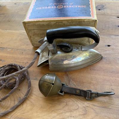Vintage General Electric Iron and Vintage Bell