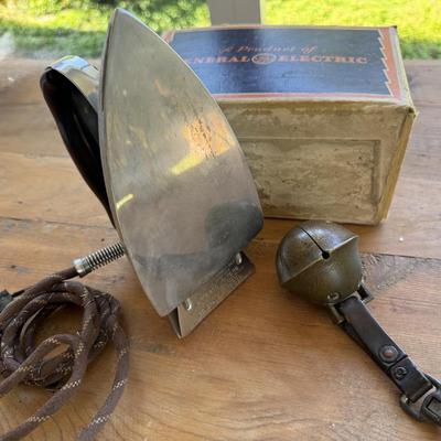 Vintage General Electric Iron and Vintage Bell