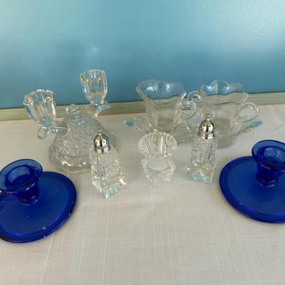 Salt/Pepper shakers, cream/sugar servers, candle holders