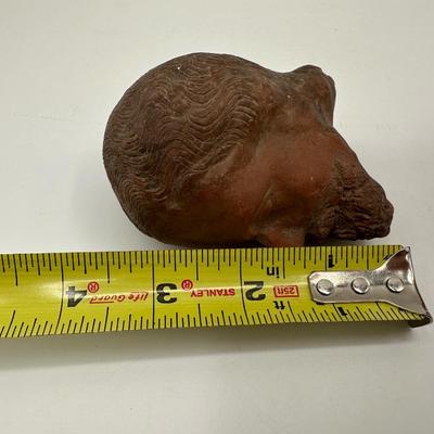 Terracotta Bust of Bearded Man on Wood Base