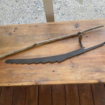 Antique Haying knife and walking stick