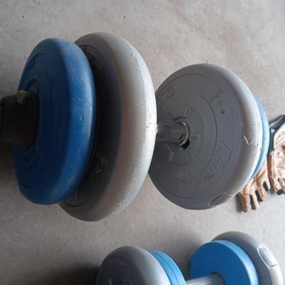 HAND WEIGHTS AND ATHLETIC WORKS LEATHER GLOVES
