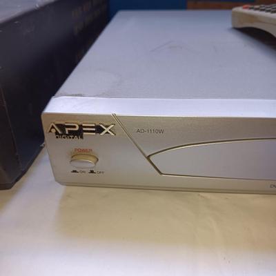 GE VCR WITH REMOTE AND APEX DVD PLAYER WITH REMOTE