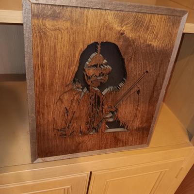 WOODEN LASER CUT PICTURE OF GERONIMO