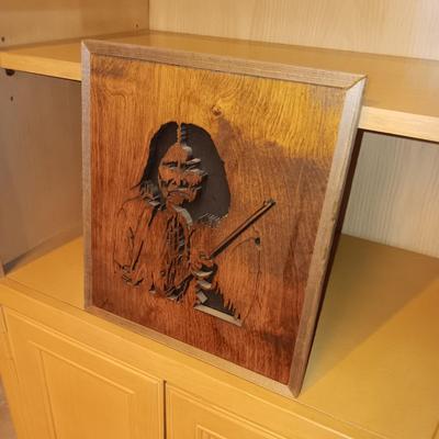 WOODEN LASER CUT PICTURE OF GERONIMO