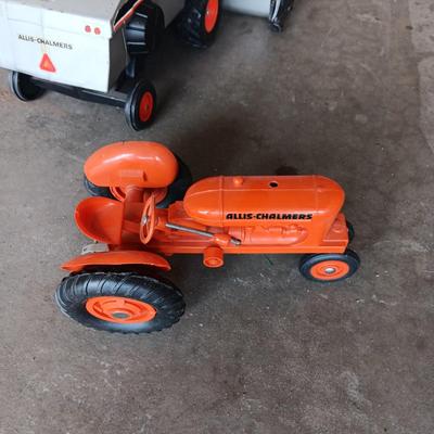 ALLIS CHALMERS GLEANER N6 COMBINE AND A TOY TRACTOR