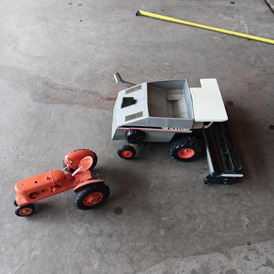 ALLIS CHALMERS GLEANER N6 COMBINE AND A TOY TRACTOR