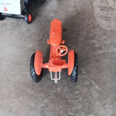 ALLIS CHALMERS GLEANER N6 COMBINE AND A TOY TRACTOR