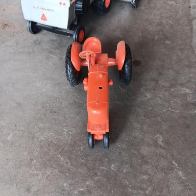 ALLIS CHALMERS GLEANER N6 COMBINE AND A TOY TRACTOR