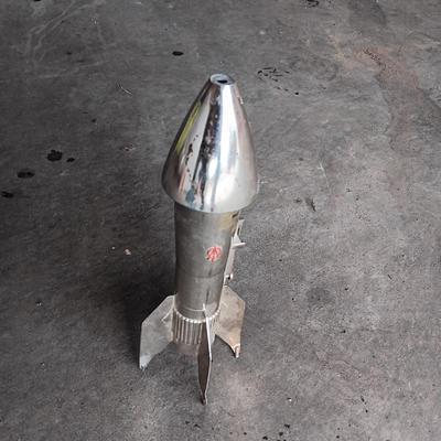 1957 ASTRO MFG BERZAC GUIDED MISSILE ROCKET TOY BANK (coins included, no key)