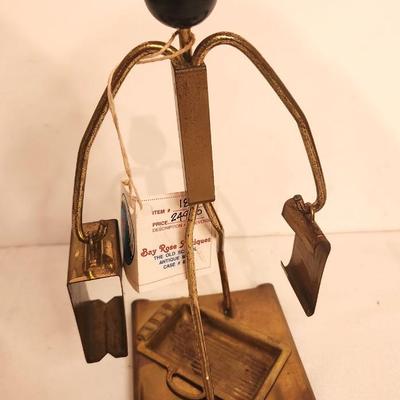 Lot #109 Cool Item! Book Piece - Brass Black Red Cap Porter Figure to hold Cig Pack/Matches = Ashtray - RARE!